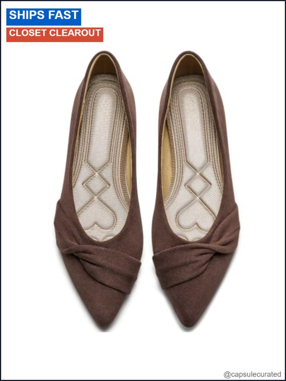 Suede Pointed Toe Ballet Flats with Bow Accent Slip-On Comfort